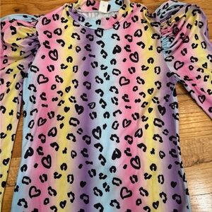 SHEIN Multicolor Leopard Heart Kids Dress